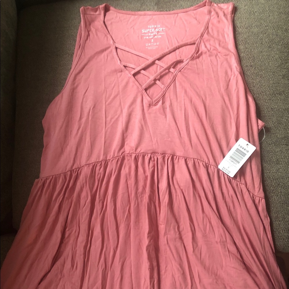 Torrid size 3 pink bourbon strapped babydoll tank
